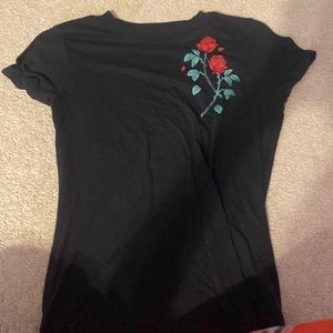 black t shirt with roses!